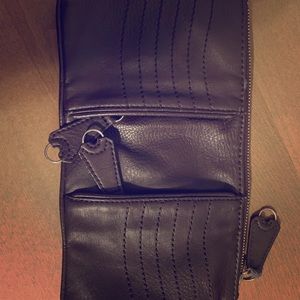 Brown leather clutch bag BCBG